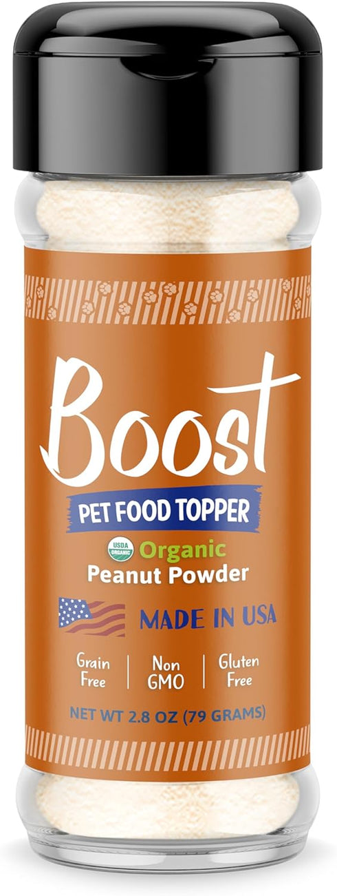 Raw Paws Boost Pet Food Topper, Organic Peanut Powder, 2.8-oz, Made in USA, Dog Food Toppers for Picky Dogs
