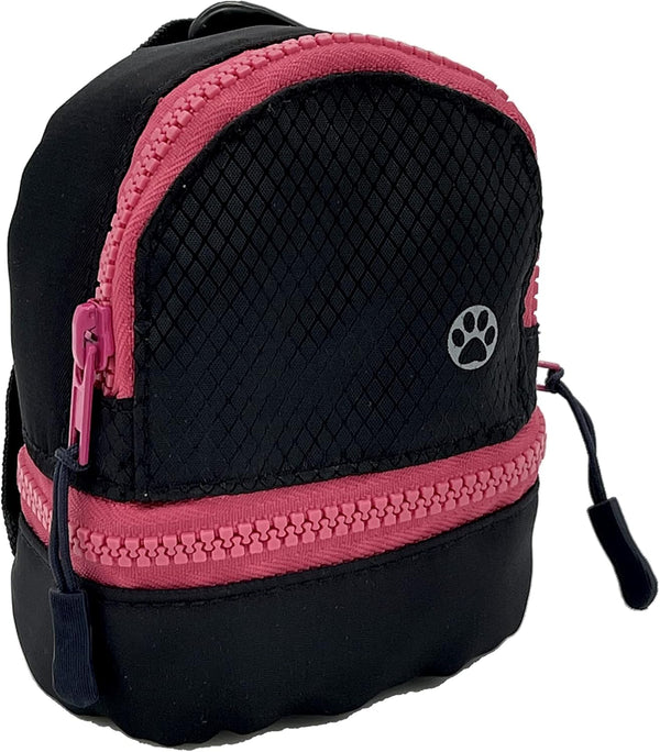 LLC Dog and Cat Backpack, Small Carrier with Clip on Harness, Fun Pet Treat Holder, OG Neon Series, Pink Black