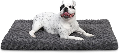 Washable Dog Bed Mat, Reversible Crate Pad, Soft Fluffy Pet Kennel Beds for Large Medium Small Dogs, 29 x 18 Inch, Gray