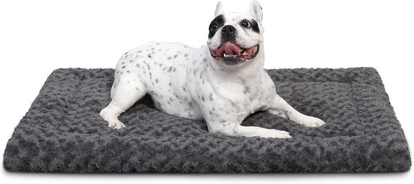 Washable Dog Bed Mat, Reversible Crate Pad, Soft Fluffy Pet Kennel Beds for Large Medium Small Dogs, 29 x 18 Inch, Gray