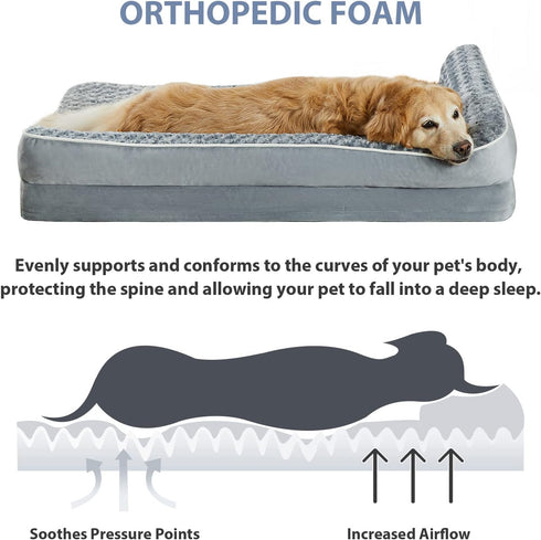 BFPETHOME Orthopedic Dog Beds for Large Dogs - Waterproof Sofa Bed with Removable Washable Cover