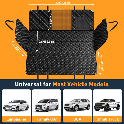 HOB4U Hammock 400lbs Dog Car Seat Cover for Back Seat, Hard Bottom Back Seat Extender for Dogs, Dog for Car SUV