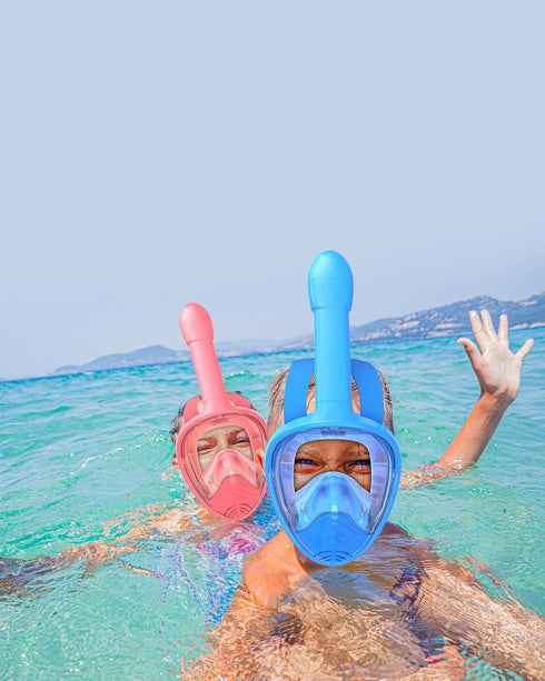 QingSong Kids Snorkel Mask Full Face, Snorkeling Set with Camera Mount, 180 Degree Panoramic View