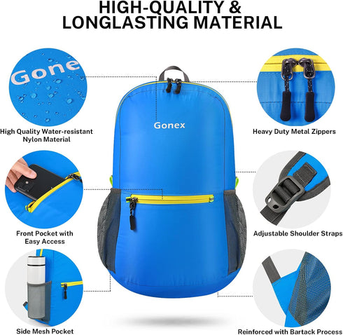 Gonex Ultra Lightweight Packable Backpack, 20L Daypack for Camping & Outdoor Travel