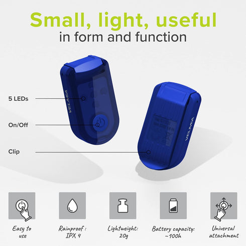 VELMIA Running Lights for Runners, 2 Pack Clip On Strobe Reflective Running Gear for Safety