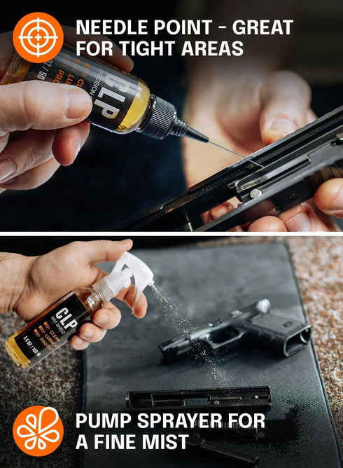 5 Oz 3-in-1 50 3x3 Gun Cleaner and Lubricant kit Gun Oil Spray & Needle Oiler - Cleaner, Lubricant & Protectant Gun Oil