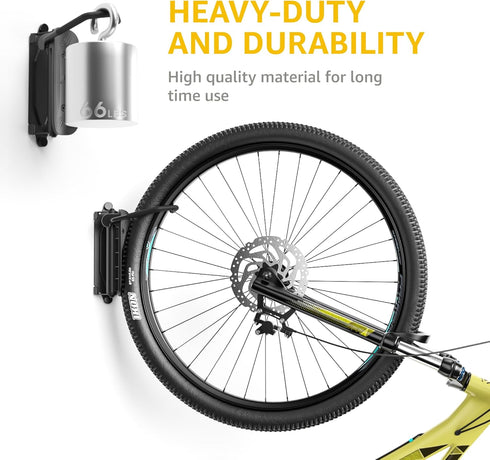 Swivel Bike Wall Mount, Space Saving Sturdy Vertical Bike Rack Holds Up to 66 lbs, Bike Storage Rack for Garage, Black