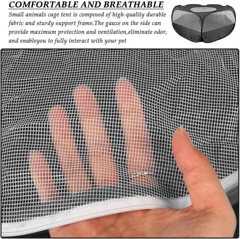 FOCCTS Puppy/Kitten/Rabbit/Hamster/Chinchillas/Guinea Small Animal Plaype Black, Breathable Pet Playpen Cage Tent