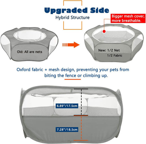 VavoPaw Small Animals Playpen, Waterproof Breathable Indoor Pet Cage Tent with Zipper Cover, Portable Outdoor Exercise