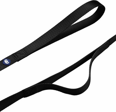 Blueberry Pet Essentials 5ft Double Handle Dog Leash for Traffic Control, 3/4" Medium Dog Leash, Black
