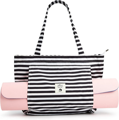 WLLWOO Yoga Bags for Women, Canvas Tote Carrier for Yoga Mats, Pilates, Travel, Office, Beach Workout