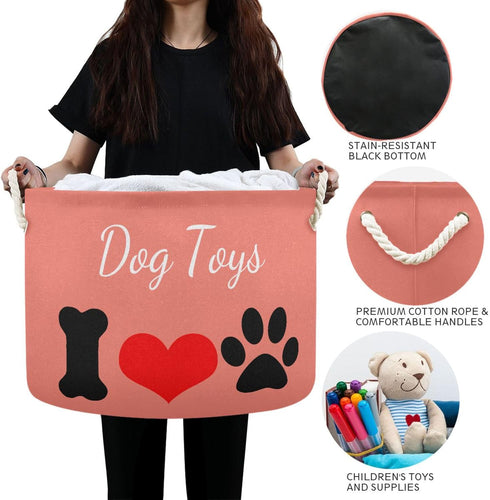 Dog Toy Box Chest with Cotton Rope Salmon Toy Storage Organizer Boxes Bins Baskets for Small dogs, Pet Toy Box, Dog Toy
