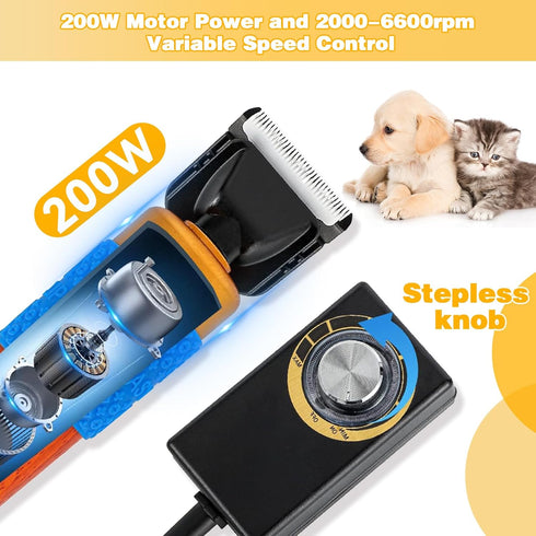Dog Shears, Plug-in Electric Pet Shaving and Grooming Kit, 200W 10ft Sheep Shears, Low Noise & Vibration Design