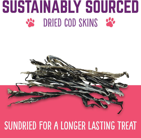 Cod Skins Dog Training Treats - All Natural & Healthy Fish Skin Snacks for Dogs, Boost Coat & Oral Health
