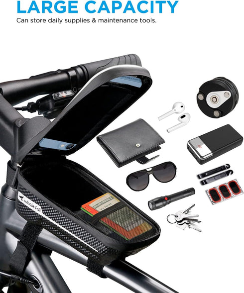 Whale Fall Hard Casing Bike Bag, Bike Accessories for Adult Bikes, Gifts for Men, Waterproof for 4” - 6.9” Cellphone