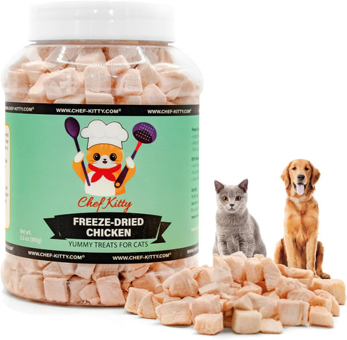 Freeze Dried Chicken Treats for Cats & Dogs - 100% Human Grade Chicken Breast - Healthy Raw Dry Food - 7.7 oz Made in