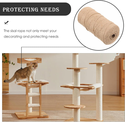 Cat Natural Sisal Rope Multifunction Decor Cat Rope Cat Scratcher Rope for Scratching Post Tree Cat Scratching Board 1 roll