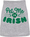 St Patricks Day Dog Shirt – Pet Me I'm Irish Print Tee, Soft Cotton Holiday Outfit for Small & Large Pets, Gray, XL
