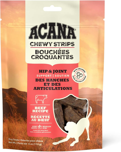 ACANA Chewy Strips Hip & Joint Support - Beef Recipe Dog Treat, 4oz