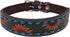 Leather Dog Collar, Western Style, Heavy Duty Hand Tooled Sunflower, Adjustable Padded Soft with Turquoise Buckstitch