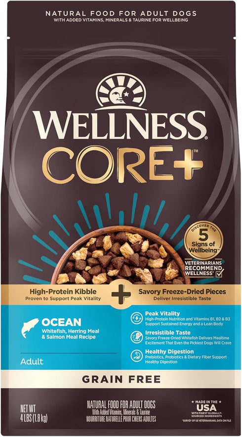 Wellness CORE RawRev Grain-Free Dry Dog Food, Natural Ingredients, Made in USA with Real Freeze-Dried Meat (Adult,