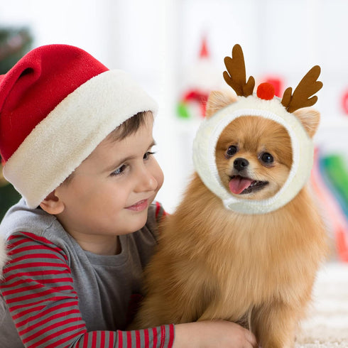 Xuniea Green Santa Dog Hat, Adjustable Antler Costume for Dogs & Cats, Cute Christmas Tree Hat for Small Pets