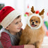 Xuniea Green Santa Dog Hat, Adjustable Antler Costume for Dogs & Cats, Cute Christmas Tree Hat for Small Pets