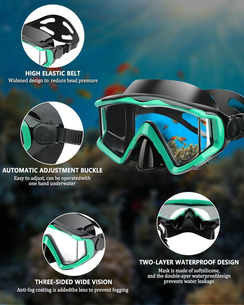 AQUA A DIVE SPORTS Set, Swimming Snorkeling Gear for Adults Youth Kids, Snorkel Mask Diving Mask Scuba Snorkle, Goggles