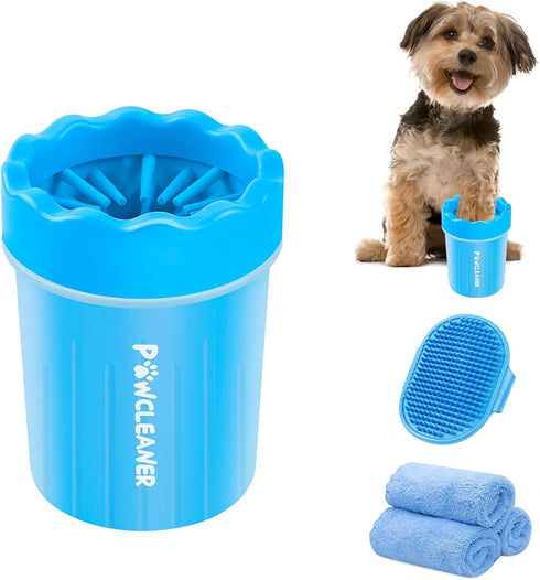Dog Paw Cleaner, Portable Pet Cleaning Washer with Silicone Brush and 3 Absorbent Towels for Small Dogs