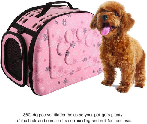 Lofik inch Travel Outdoor Portable Folding Pet Dog Carrier Cat Carrier Pet Travel Bag Pet Breathable Tote Pink