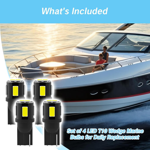 YAFIYGI 4 906 Bulb Bulbs 5630 T10 Sailboat DC12V Pcs LED Marine Anchor Light LED Base Marine Boat Navigation Lights