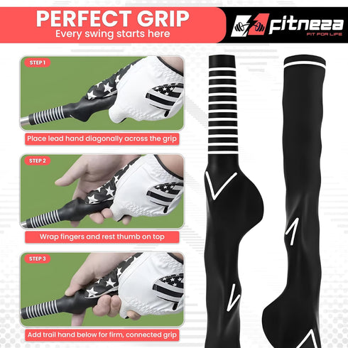 Fitneza Golf Grip Trainer Right Hand for Golf Club | Enhance Grip Strength and Swing Technique | RH Molded Anti-Slip
