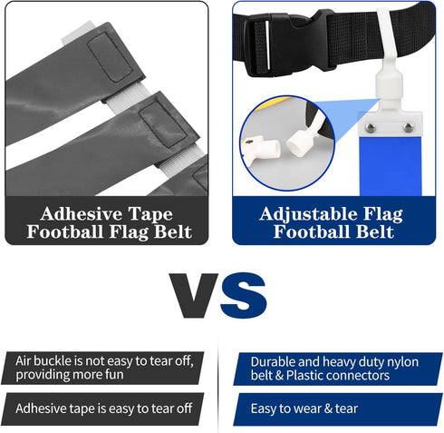 Flag Football Belt, Adjustable 2/4/10/14pcs with Belt and Flags for Youths and Adults