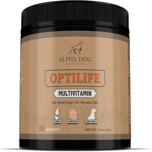 OptiLife Multivitamin for Adult Dogs, Probiotics, Allergy Support, Joint Support, Powder Supplement (30 Servings)
