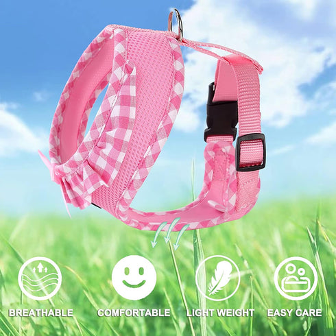 SuperBuddy Upgraded Soft Mesh Dog Harness, Lightweight Breathable Pet Harness for Outdoor Walking, Pink - Medium