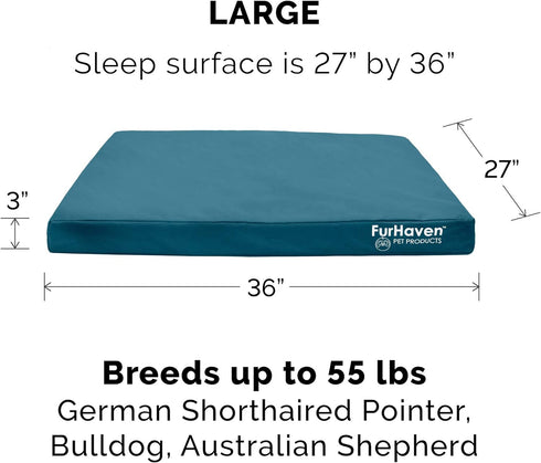 Furhaven Replacement Dog Bed Cover, Water-Resistant Oxford Polycanvas Mattress, Washable Indoor/Outdoor, Large, Deep