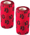Vet Wrap Tape (Red with Paws) (2 Pack) (4 Inch x 15 feet) Self Adhesive Cohesive Flex Bandage for Pets