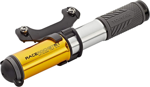 Topeak MT Hand Pump - Gold Race Rocket Mini Pump with Smarthead Threadlock, 90psi, Aluminium