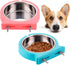 Kathson 2 Pack Crate Dog Bowl, Removable Stainless Steel Water Food Bowl for Hanging Pet Cage, Rabbit, Cat, Puppy