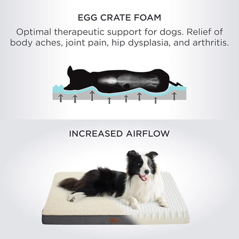 Bedsure Orthopedic Dog Bed Extra Large, Removable Washable Cover, Egg Crate Foam Pet Bed Mat, Suitable for Dogs Up to