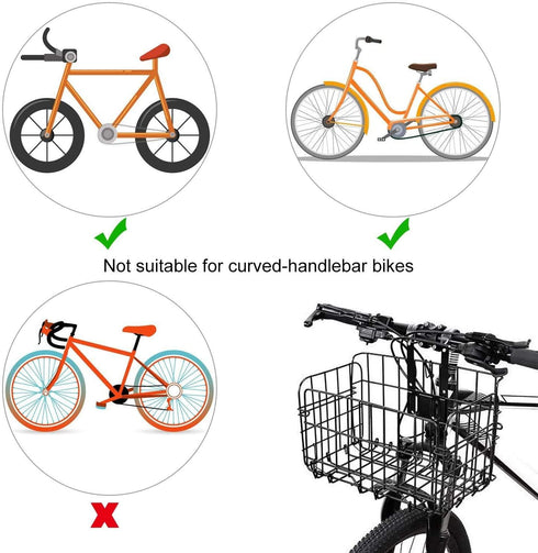 Folding Rear Bike Basket, Rust Proof Wire Mesh, Detachable Front Bike Basket, Mountain Bike Frame Cargo Rack