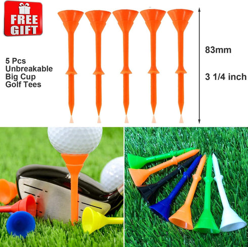 Golf Bag Accessories Valuables Pouch with Multi Pocket Zipper Hook, Includes 10 Pcs Wood Golf Tees