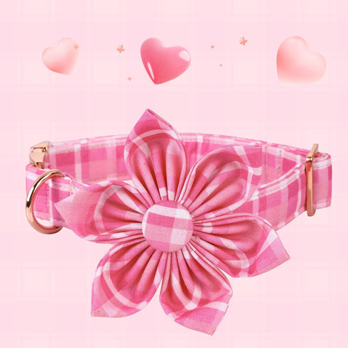 Lionheart Glory Dog Collar, Pink Dog Collar with Flower, Cute Floral Pattern Pet Collar Adjustable Dog Collar for X-Small Dogs