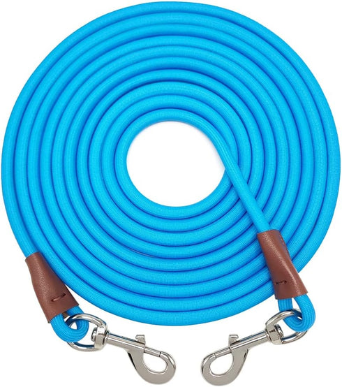 Tie Out Rope Dog Leash, Heavy Duty Nylon Check Cord for Medium Large Dogs Indoor/Outdoor (3/8" x 15ft, Blue)