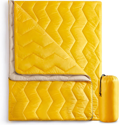 UNIKOME Lightweight Outdoor Packable Camping Blanket, Waterproof, Warm, 75"×52", Yellow