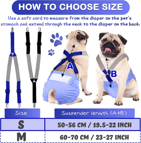 2 Saintrygo Pcs Dog Suspenders for Diapers Female Male Belly Bands Canine Harness Keep Diaper on Your Pet for Small