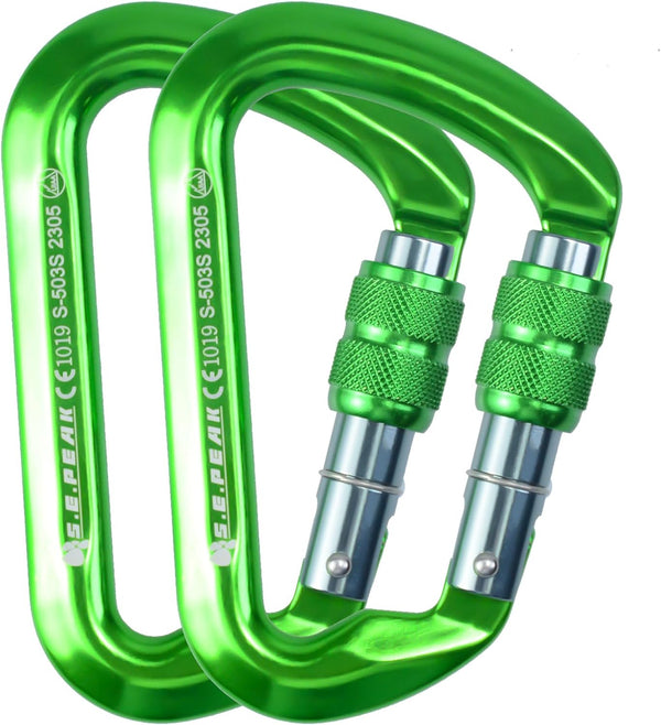 SEPEAK UIAA 30kN Locking Climbing Carabiner, Heavy Duty Screwgate Clip for Outdoor Climbing, Mountaineering, Camping