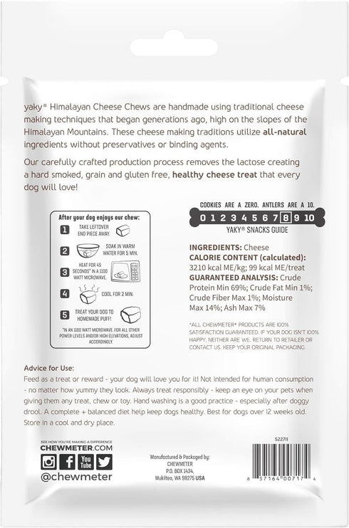 Chewmeter Himalayan Yaky Cheese Chew, 100% Natural, Gluten Free, Long Lasting Dog Treats for Dogs 15 Lbs & Smaller, 3.3