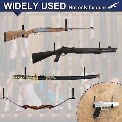 Heavy Duty Steel Gun Rack Storage Wall Mount Hooks for Rifles, Shotguns, and Archery Bow