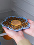 QWINEE Flower Shaped Lick Mat for Dogs Cats, Blue Slow Feeder Dog Cat Puppy Bowl, Fun Alternative for Eating